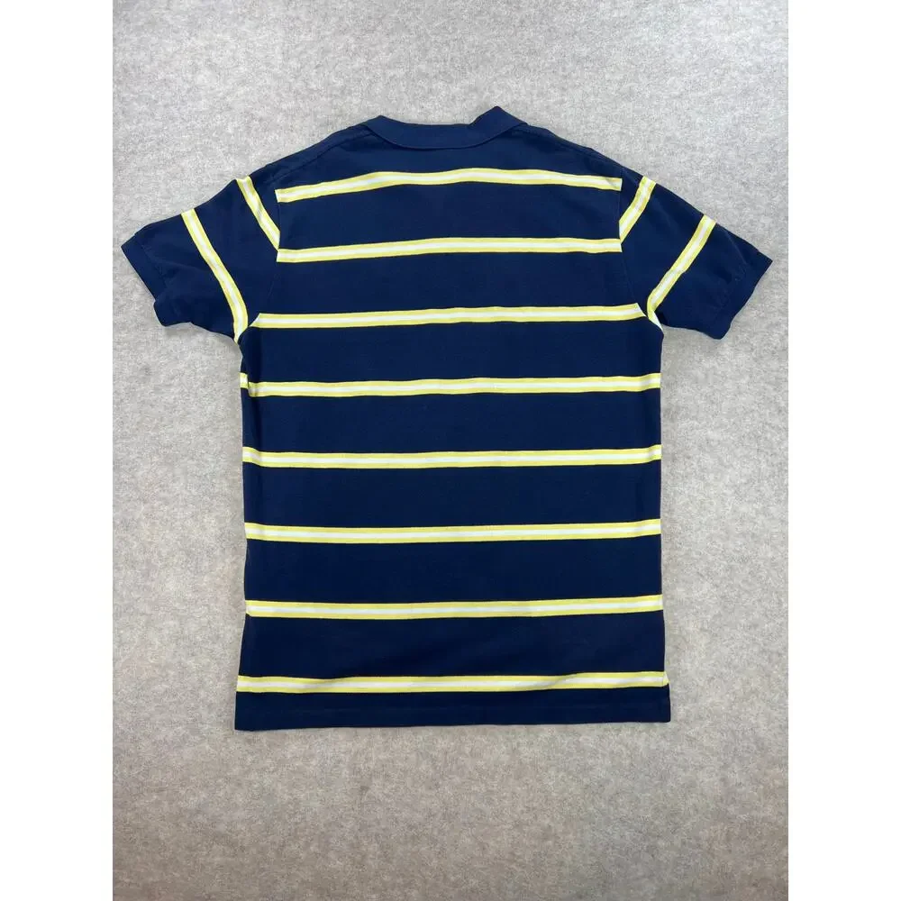 Polo Ralph Lauren Men's Navy Blue Yellow Stripe Polo Shirt Size XL